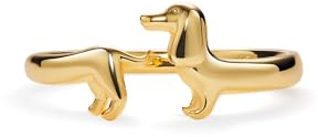 PERIMADE Anello impilabile in argento Sterling 925 a forma di cane bassotto, placcato oro, anello aperto per donne, non si ossida, regolabile, alla moda, regalo di compleanno o amicizia, One Size