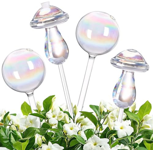 Bewässerungskugeln, 4er Set Wasserspender Pflanzen Glas, Laser-Bunte Glas Pflanzen Bewässerung im Urlaub, Bewässerung Zimmerpflanzen, für Topf- & Zimmerpflanzen (B)