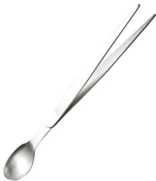 JECOMPRIS Kleiner Probierlöffel Und Essstäbchen Satz Aus Rostfreiem Edelstahl 20,5cm Für Küche Und Restaurant Mit Integrierter Pinzette Kompakt Und Leicht