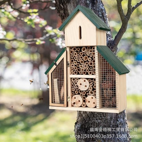 Wetterfest Natur/Nistkasten Bienenhotel Insektenhotel Bausatz aus Holz für Bienen, Insektenhotel Groß Schmetterlinge, Schmetterlingshaus für Garten Käfer & andere Tiere (3, EIN Stück)