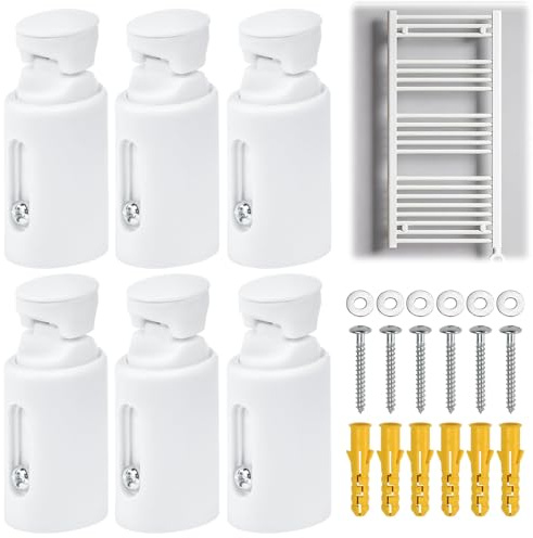 WEFHEF 6 Pcs Fixation Seche Serviette Télescopique 7.5-9.5cm, Support Radiateur Mural Blanc, Fixation Seche Serviette Électrique à Visser, Support Radiateur Électrique Mural, pour Salle de Bain Maison