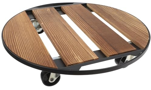 Gadpiparty Support de Plante Bois avec roulettes Plateau Rond pour Pots de Fleurs Base Roulante Robuste pour Intérieur et Extérieur Porte-Pot Mobile Facile à Déplacer Support Bois
