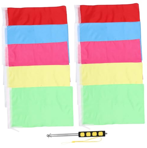 DOITOOL Bandiere Colorate con Asta Bandiera Retrattile in Acciaio Inossidabile Bastone Guida Resistente per Attività di Gruppo e Outdoor Colore Casuale Colore Casuale