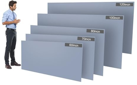 Pantalla de proyector HD 60, 70, 80, 100 y 120 Pulgadas, Pantalla proyección Video sin Marco 16:9, Plegable, montada en la Pared for el hogar Oficina, Gris(120 Inch)
