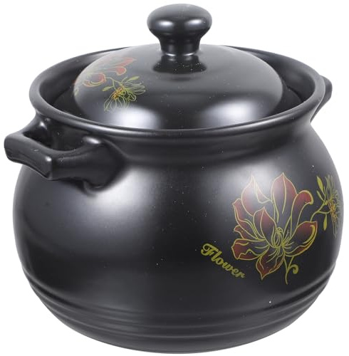 CIYODO Olla de Barro Cerámica para Guisos Saludables con Tapa Resistente al Calor y Ventilación Apta para Cocina Doméstica y Estufas de Vitrocerámica