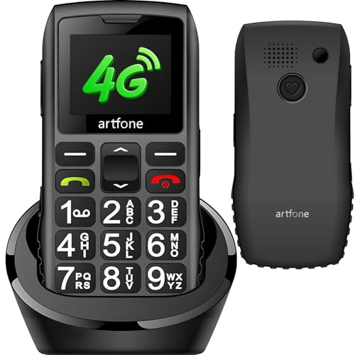 artfone 4G seniorenhandy ohne vertrag, Handy für senioren, Taschenlampe, Großer Lautstärkeregler, SIM mit Notruftaste, USB-C, 1800 mAh Akku & 1,77 Zoll Display