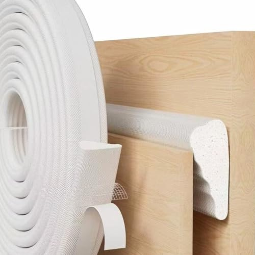 393.7Inch/10M Wedge-Shape Window Draft Seal, Self Adhesive Door Sealing Strip Foam Window Soundproofing Draught Excluder Tape (White)