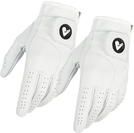 ASTUR Golfhandschuhe, Cabretta-Leder, für Herren, linke Hand, Weiß, Größe S, 2 Stück