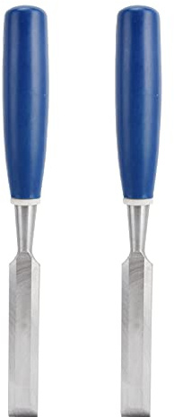 Respicefinem 2Pcs Wood Chisels High Hardness Wood Carving Chisel Set with Blue Handle for Woodworking Flat and Slotting Chisels 3 8In (1)