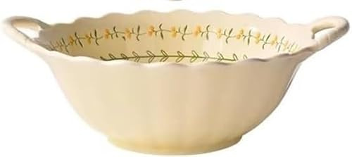 KeuLen Cuencos for sopa, cuenco de con asa, grande impreso cerámica 1100 ml, for servir adecuado for sopas, guisos y platos pasta