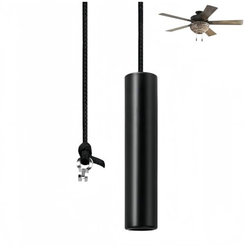 Bathroom Light Pull Cord Switch,Black 150CM Cord Handle,Durable Metal Cylindrical Light Pull for Ceiling Light,Easy Installation Bathroom Lights Accessories,Cylinder Light Pull Handle for Bathroom