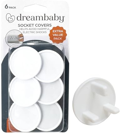 Dreambaby Electric Outlet Socket Covers - Baby Home Safety Plug Protector Guard - White - 6 Pack - Model F10244