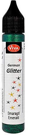 Viva Decor®️ German Glitter (Smaragd, 28 ml) Glitter Glue - farbige Glitzer Stifte in transparenter Effekt Paste - Bastel Glitzer Stift - window color glitter pen - Glitzerstifte Kinder