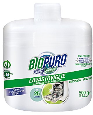 biopuro Lessive pour lave-vaisselle en poudre, 25 lavages – 500 gr