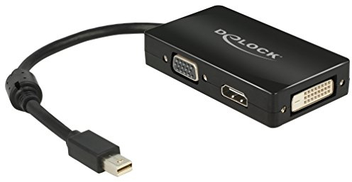 DeLock 62631 Adaptateur Mini-DisplayPort 1.1 vers VGA/HDMI-A/DVI 0,24 m Noir