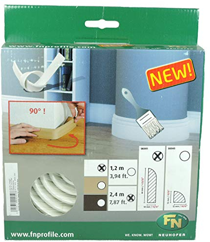 Neuhofer Holz 713457 Biegesockelleiste biegbare Sockelleiste Biegeleiste 10 x 44 x 2400 mm, weiß