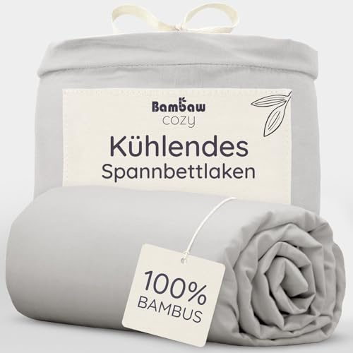 Bambaw Sabana Bajera Bambu 90x190 cm, Bolsillo 35 cm, Sabanas de Bambú para Cama 90, Ropa de Cama Antiacaros y Antisudor Todo el Año, Sábanas Bajeras 90x190, Certificado Oeko-Tex (Gris)