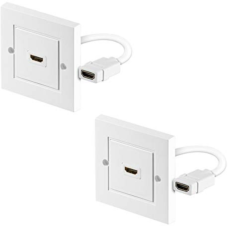 PerfectHD 2X HDMI 4K Wanddose | 1x HDMI Port | HDMI 2.0b | UHD HDR | Ultra HD 2160p | Full HD 1080p | High Speed Ethernet | 3D | 1 Fach | 2 Stück