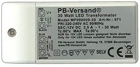 LED Leuchmittel mini Trafo 12V DC 1-30 Watt (H 20mm) Gleichspannung Netzteil Treiber Transformator Driver Niedervolt LED-Transformator