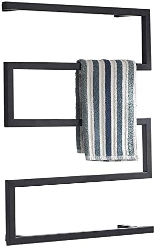 Wing Scaldasalviette Elettrico, Nero Porta Salviette Elettrico scaldasalviette per Bagno, termosifone scaldasalviette Bagno Riscaldamento, Nero, 600×800 mm