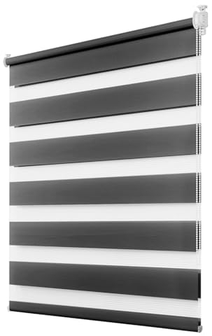 Deswell Doppelrollo Klemmfix ohne Bohren Anthrazit B50 x H150 cm (Stoffbreite 46cm) Rollos für Fenster ohne Bohren für Fenster mit Lichtdurchlässig & Verdunkelnd/Höhe Stufenlos Verstellbar
