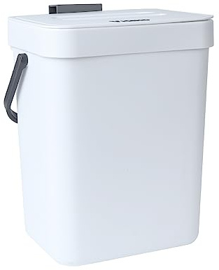VIGIND Hanging Small Trash Can with Lid Under Sink for Kitchen, 5 L/ 1.3 Gallons Plastic Waste Basket,Food Waste Bin,Kitchen Compost Bin for Counter Top,Bathroom/Office (White)