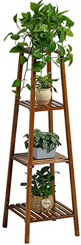 Pflanzenregale Wohnzimmer Bambus Blumenständer Balkon Mehrschichtiger Grüner Pflanzenständer Bodendekorationsständer Sukkulenten (Color : Brown, Size : 37x37x120cm)