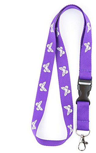 Rolseley Cordon tour de cou violet avec motif papillon mignon pour badge d'identité et porte-clés – Accessoire de fête amusant pour enfants – Idée cadeau de bureau