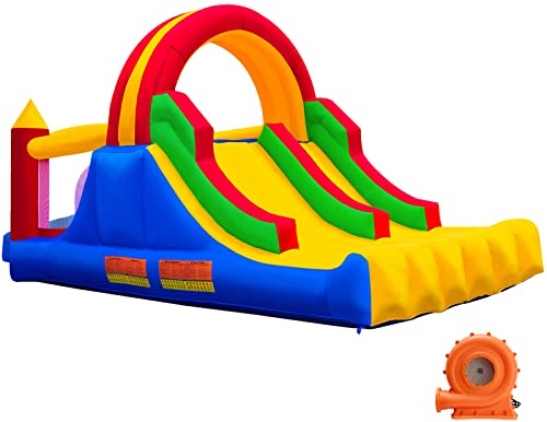 Ballsea Grande castello gonfiabile con soffiatore, trampolino, rock climbing slide divertimento per bambini dai 3 ai 10 anni, A bouncy castle suitable for both indoor and outdoor use. 488x223x220cm