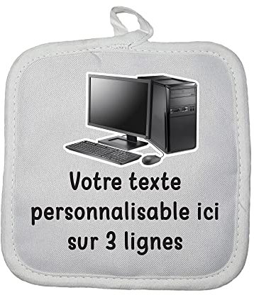 Manique Gant de Cuisine Pictogramme Ordinateur PC avec Texte Personnalisable