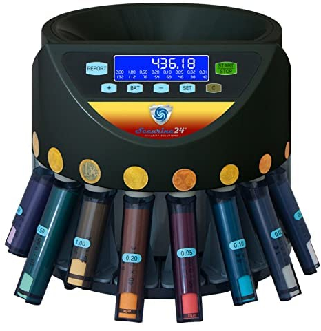 Securina24 Münzzähler Münzzählmaschine SR-1200 LC mit Abhülsung und Starterpaket Münzhülsen