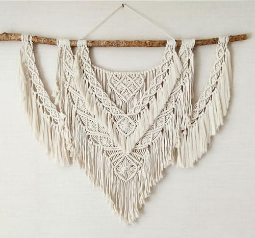 QLBUJ Large Macrame Wall Hanging Natural Driftwood Macrame Tapestry Above Headboard Boho Home Decor for Bedroom Living Room Apartment Wedding Party,36 W X 28 L