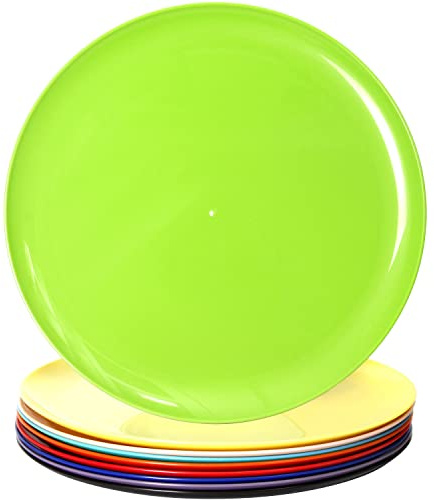 Youngever Lot de 9 grandes assiettes en plastique de 30,5 cm (couleurs arc-en-ciel)