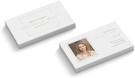Visitenkarten personalisiert | mit Foto | Design Beraterin | 2-seitig | Querformat | Menge + Papier zur Auswahl | selbst gestalten | hochwertiger Druck (250 Stück)