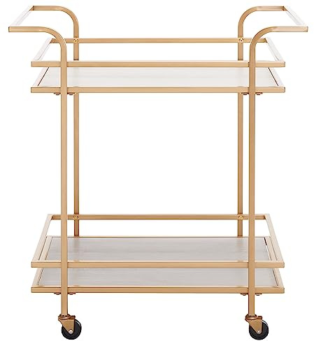 Safavieh Home Collection Lameris Matte Gold/Grey 2-Tier Bart Cart with Handle