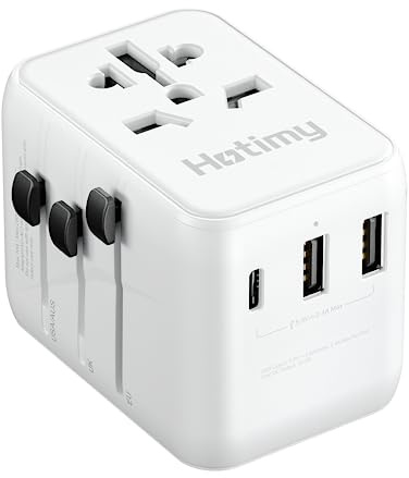 Hotimy Adaptateur Prise Universelle, Prise Universelle Voyage avec USB C et 2 USB A, Double Fusible 10A, 2500W Prise Internationale de Voyage France vers USA Canada UK Australie Japon Type G/A/I/C