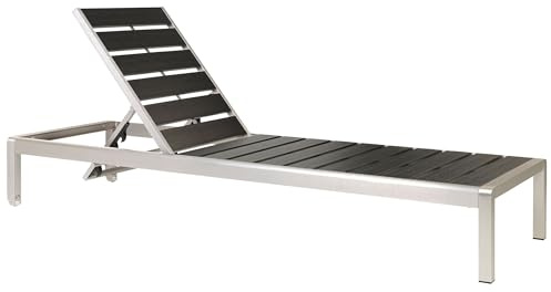 Beliani Tumbona de jardín de Metal Negro Plateado Madera plástica Respaldo reclinable Nardo