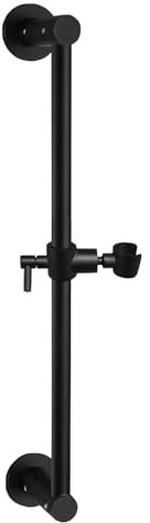 Barre coulissante réglable pour pommeau de douche à main – 38,1 cm entièrement en métal compatible avec l'installation de colle sans perçage de salle de bain – Noir