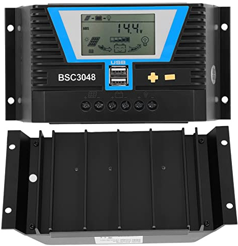 Solar Laderegler, Solarregler Wasserdichter Solarpanel Regler Ladesteuerung Mit LCD Display Lithium Batterie Kompatibel Solar Controller BSC3048 30A 12V/24V/36V/48V