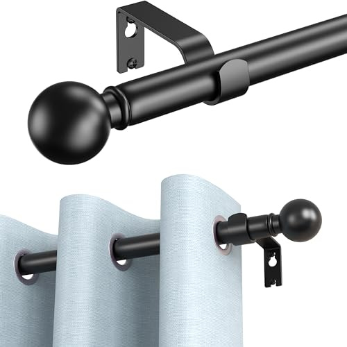Varillas de cortina extensibles, alcance retráctil de 80 a 170 cm (32-64 o 67 pulgadas máx.), Varillas de cortina negras para ventanas de 76 a 166 cm