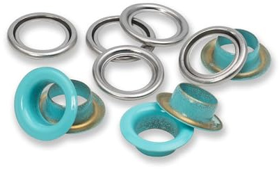 Prym 542547 Ösen mit Scheiben, 11 mm, mint/silberfarbig