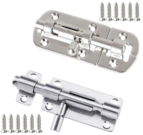 Confezione da 2 chiavistelli scorrevoli per cancello in acciaio inox 316, serratura a scorrimento per porte e finestre, per barche e barche, resistenti