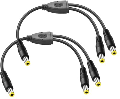 PNGKNYOCN 30cm DC 5.5x2.5mm 1 Male to 2 Male Power Supply Splitter Cord, Y Splitter Adapter Cord ，for CCTV Cameras DVR, LED Light Strip (2-Pack)