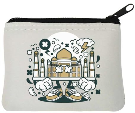 Taj Mahal Porte-monnaie en néoprène Motif couronne du palais Shah Jahan Inde Blanc 10 x 11 cm, blanc, Taille unique