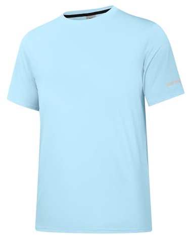 Holure herr Rash Guard UPF 50+ solskydd långa/korta ärmar t-shirts lätta snabbtorkande SPF UV badskjortor, Kortärmad: blå, M