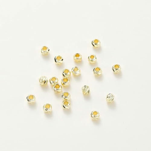 20pcs/lot 18K Gold Plated Stripe Carve Beads Earring Necklace Flower Loose Spacer Bead for DIY Jewelry Making Wholesale Findings-14K Gold style01-2.5mm-50Pcs
