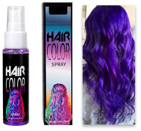 Temporäre Haarfarbe Purple,Haarspray Farbe,Farbiges Haarfarbe,Haarfarbe Auswaschbar, Crazy Hair Color Spray, Haar Colorationen für Karneval, Halloween, Cosplay, Party (purple, One Size)