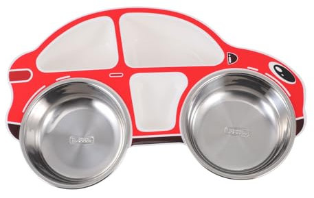 Holibanna Plato Infantil Dividido De Acero Inoxidable Con Diseño De Coche Rojo Vajilla Saludable y Resistente Para Hogar Jardín y Picnic