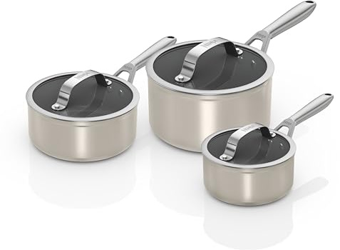 Ninja ZEROSTICK Ceramic Pro 3-Piece Pan Set, Scratch Resistant, Made PTFE-Free, All Hob Compatible, Stone, CW33000UKST
