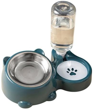 Gamelle surélevée 2 en 1 pour chat et chien, anti-fuite, mangeoire amovible en métal, design peu encombrant